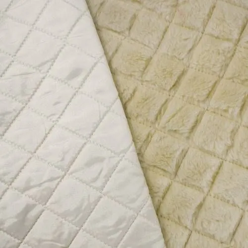 10 YD PC - Ceramic Beige Doublesided Diamond Quilt/Faux Fur Knit Fabric