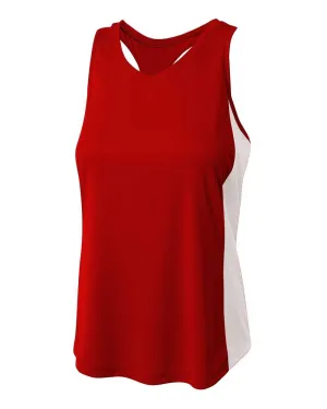 A4 NW2009 Pacer Singlet with Racerback - Scarlet White