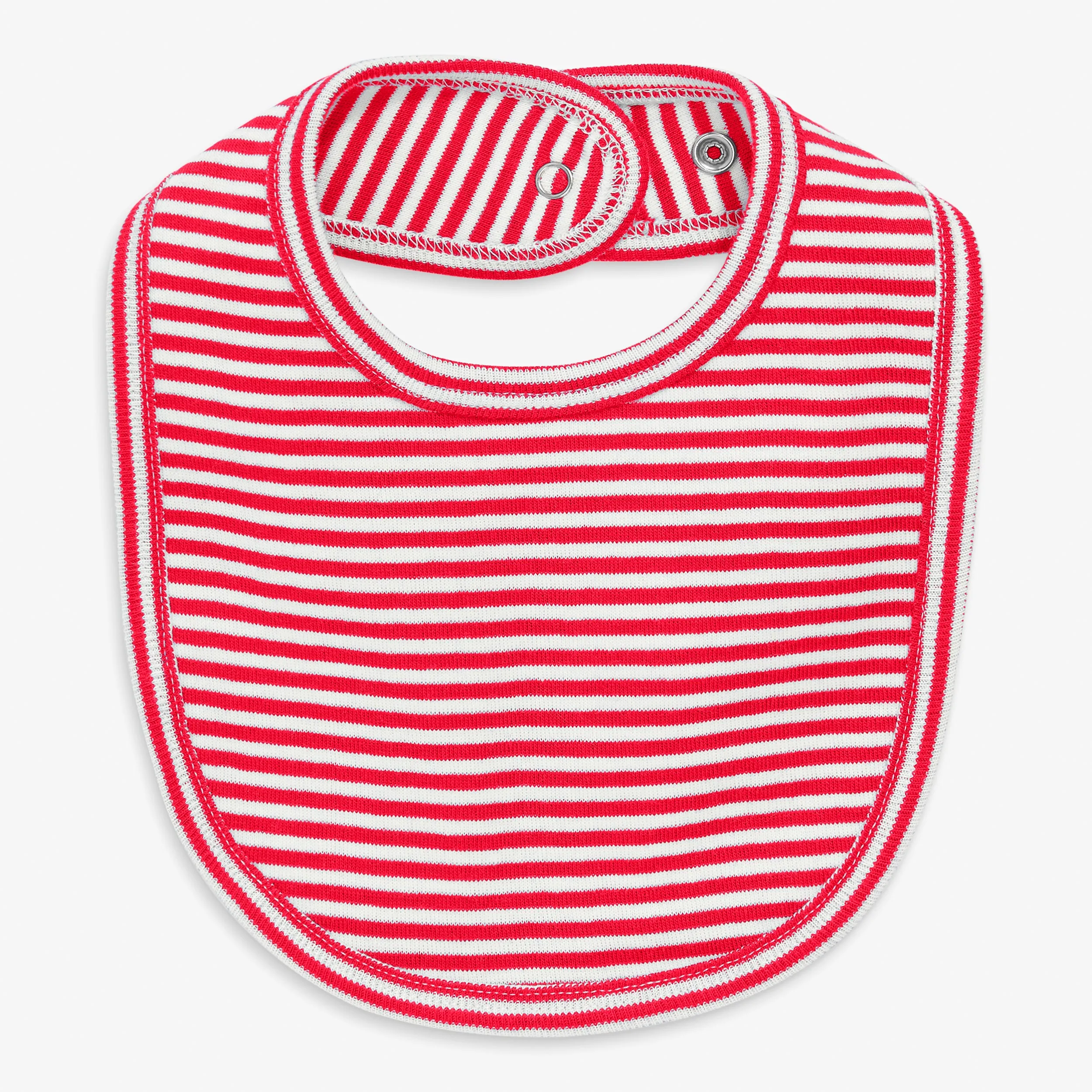 Clearance baby organic snap bib in mini stripe