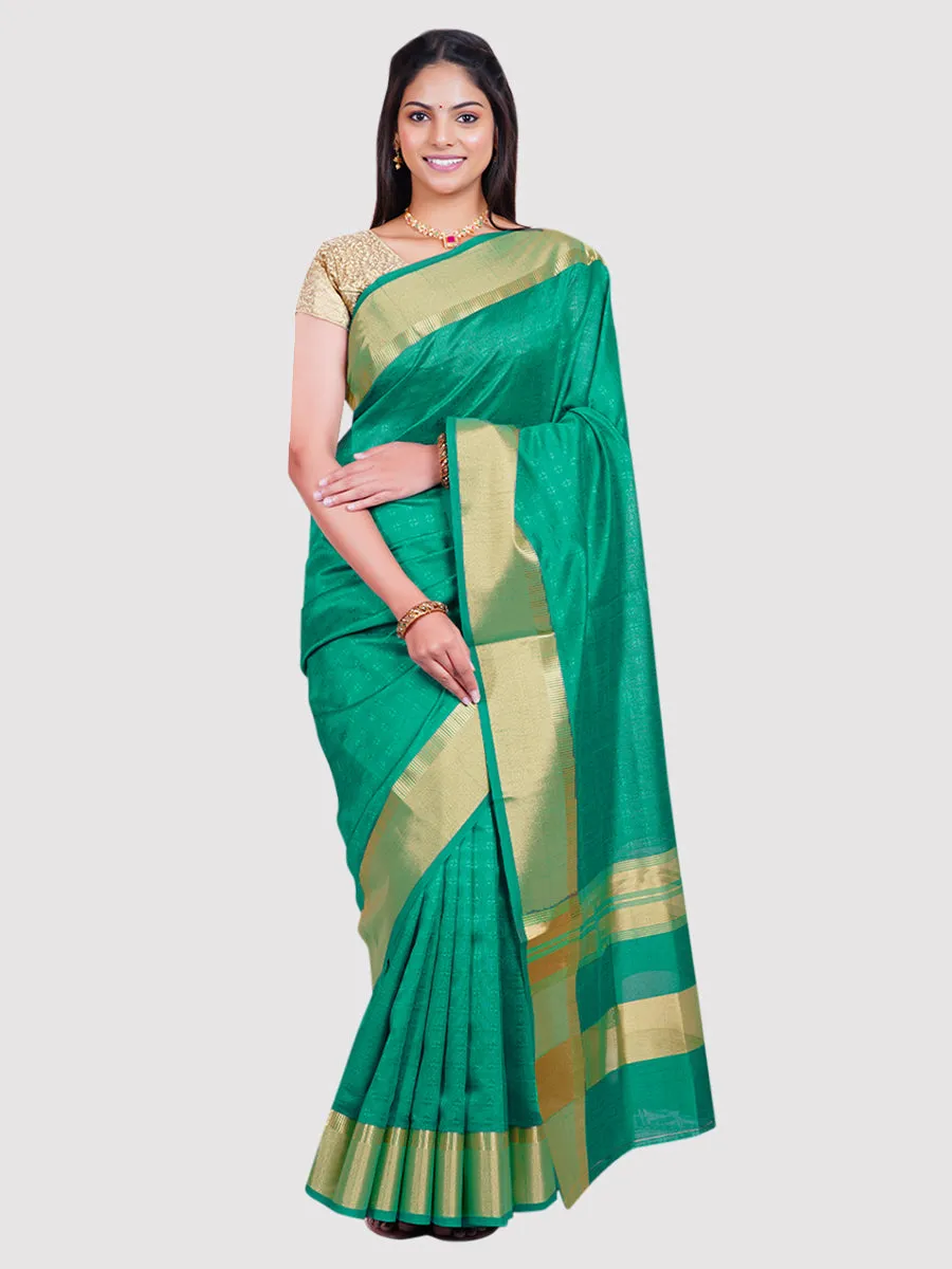 Couple Combo Half Sleeves Shirt Dhoti & Saree Set Green SRS44