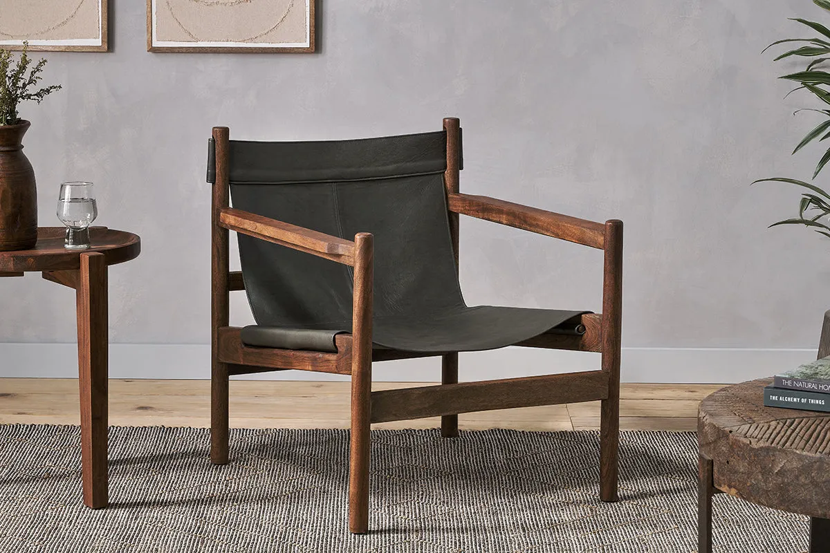 Dalibar Leather Lounger - Charcoal