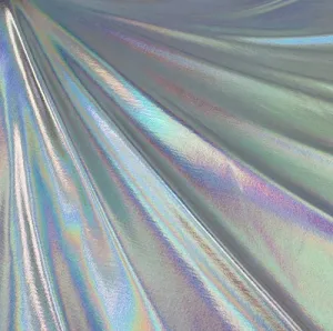 Hologram Metallic Foil Spandex Knit Fabric 4-Way Stretch, 60" Inch Wide | Silver Iridescent