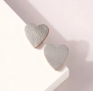 Leather Heart Stud Earrings