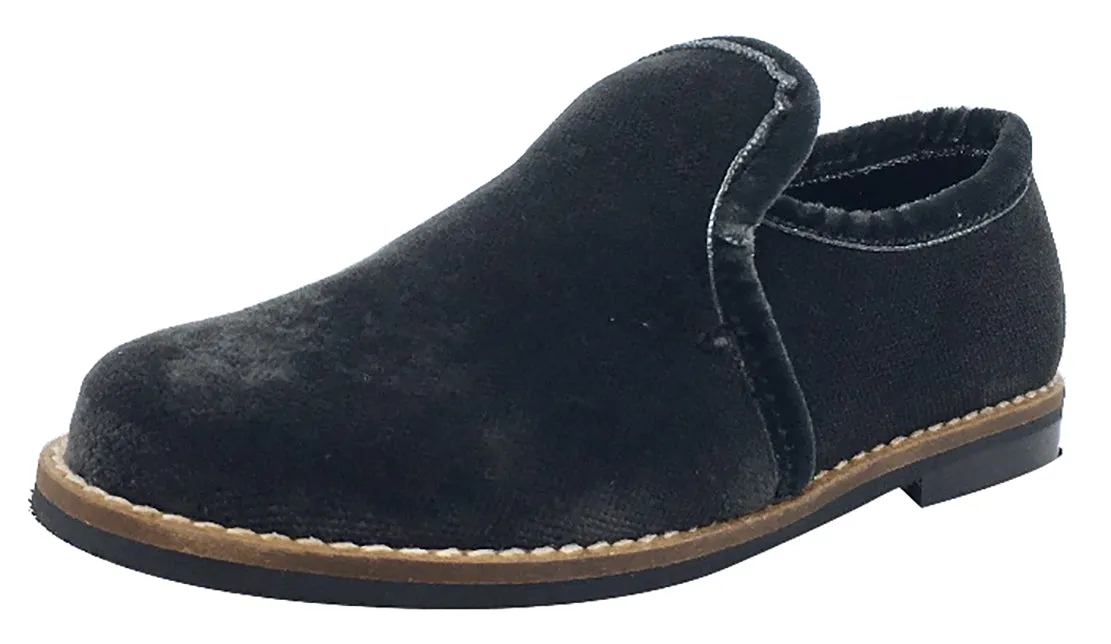 Luccini Boy's and Girl's Slip-On Loafer (Dark Grey Velvet)