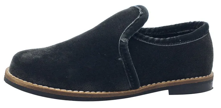 Luccini Boy's and Girl's Slip-On Loafer (Dark Grey Velvet)