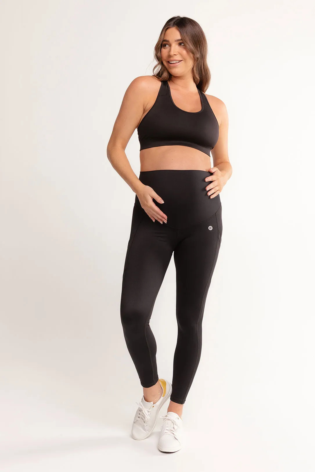 Mama Maternity Leggings With Pockets Full-Length - Black