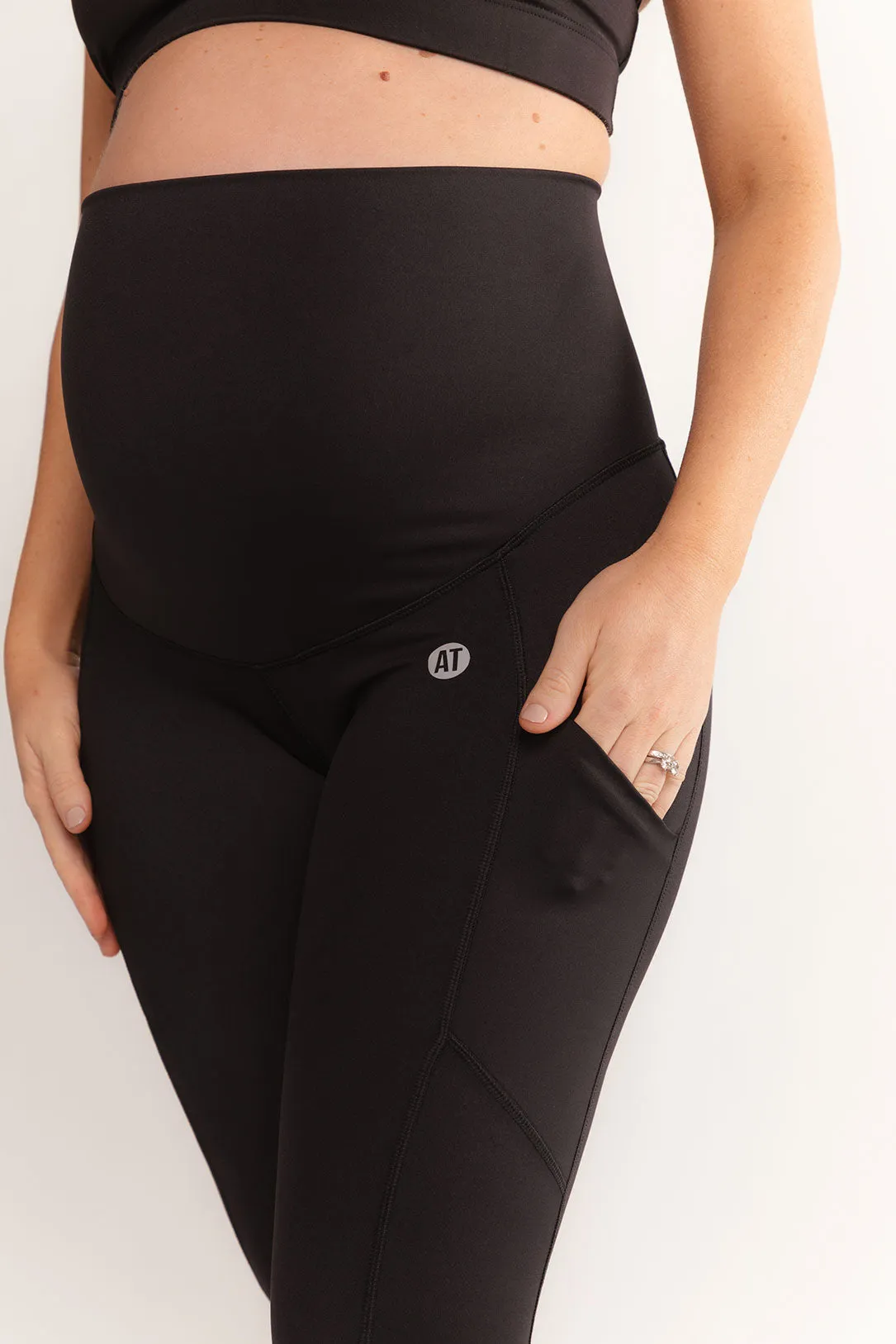 Mama Maternity Leggings With Pockets Full-Length - Black