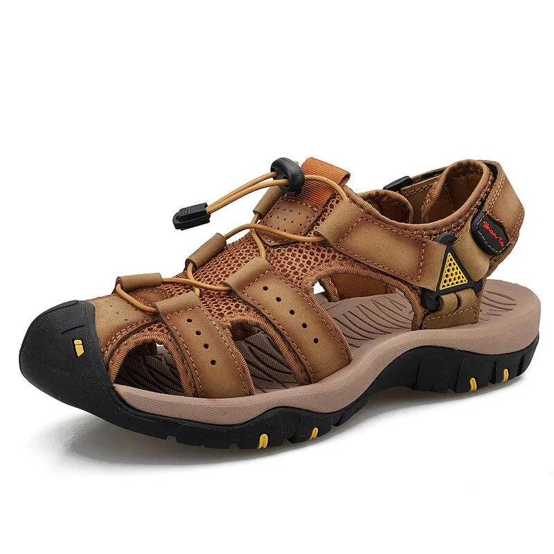 Men Cowhide Breathable Non-Slip Soft Bottom Comfortable Outdoor Casual Beach Sandals