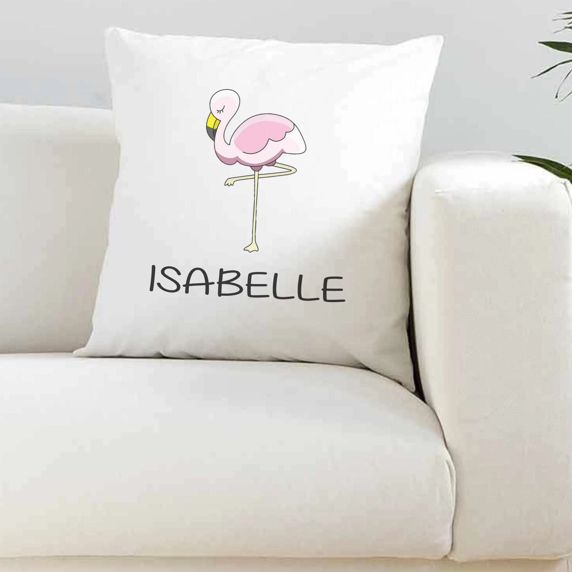 Personalised Flamingo White Super Soft Cushion Cover