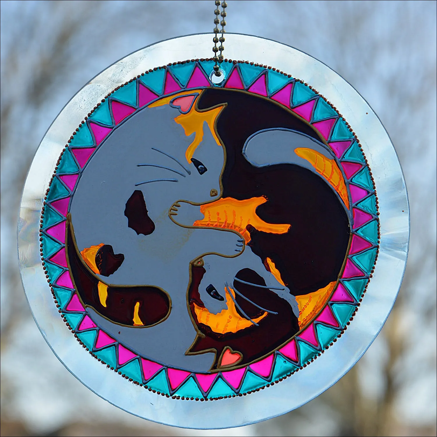 Personalised Yin Yang Cat Sun Catcher