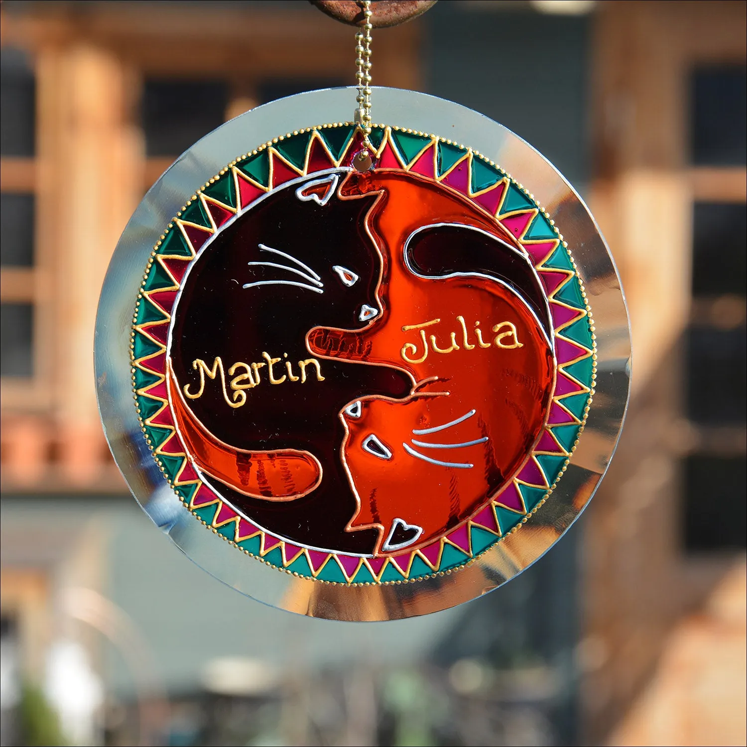 Personalised Yin Yang Cat Sun Catcher