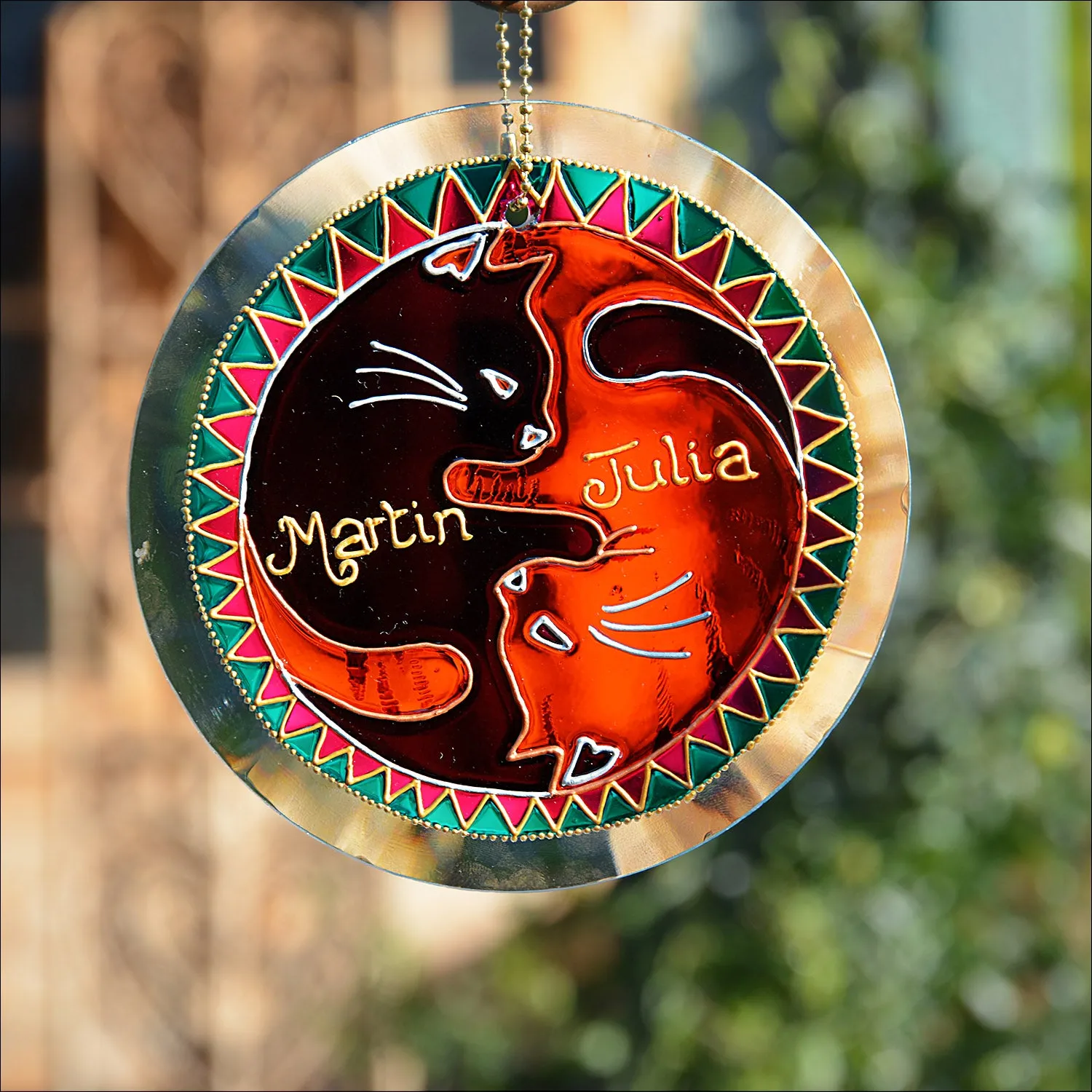 Personalised Yin Yang Cat Sun Catcher