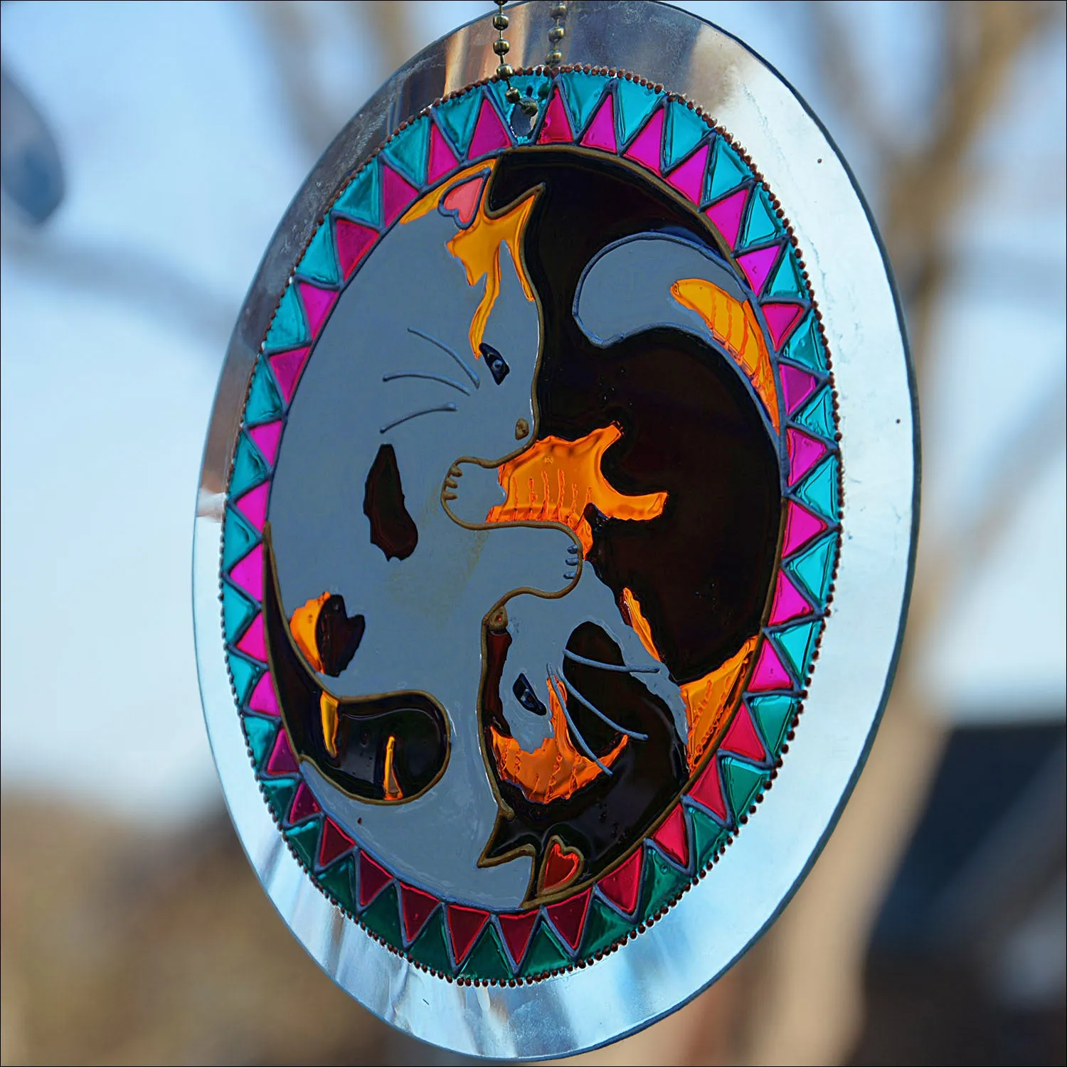 Personalised Yin Yang Cat Sun Catcher