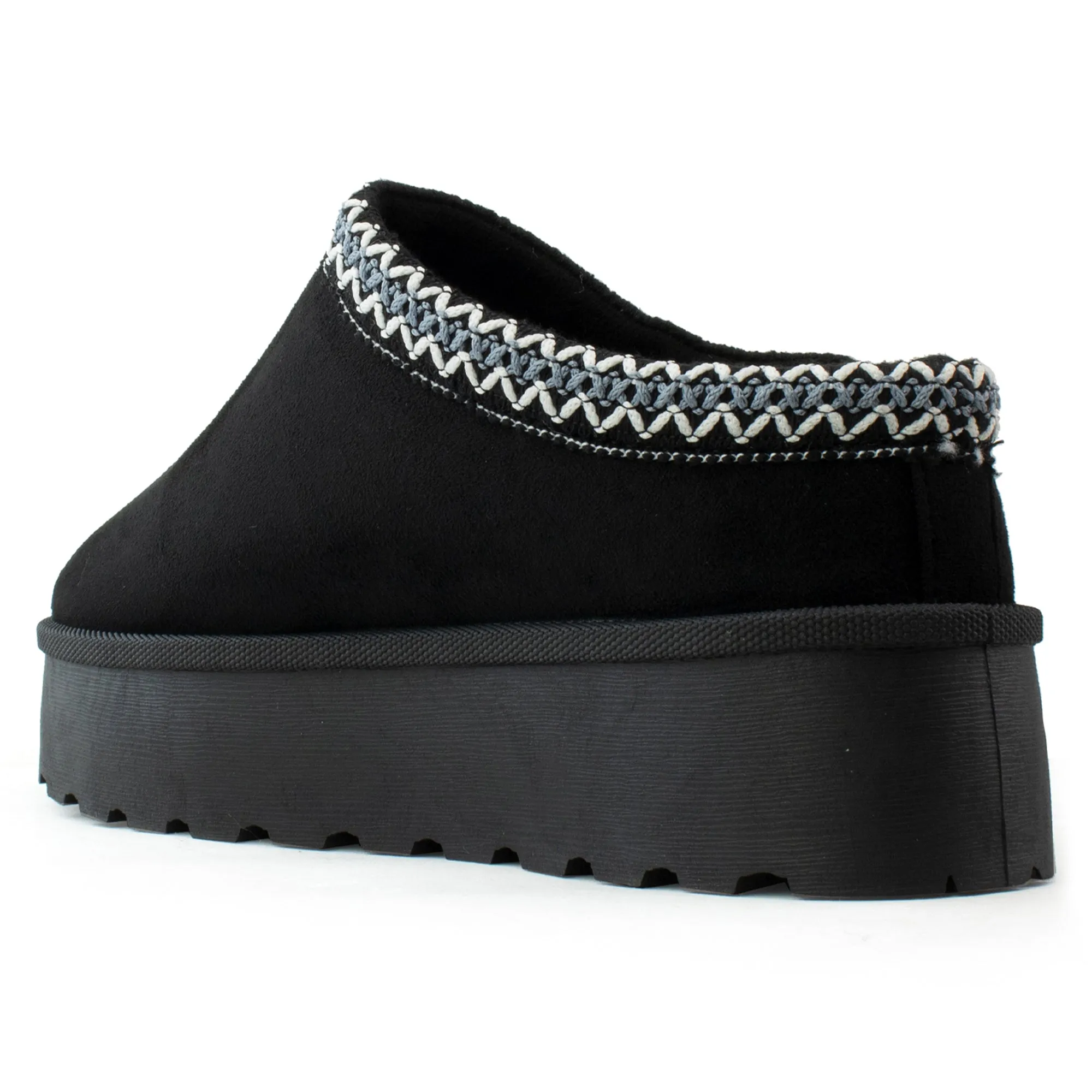 Platform Shearling Mule Clog BLACK