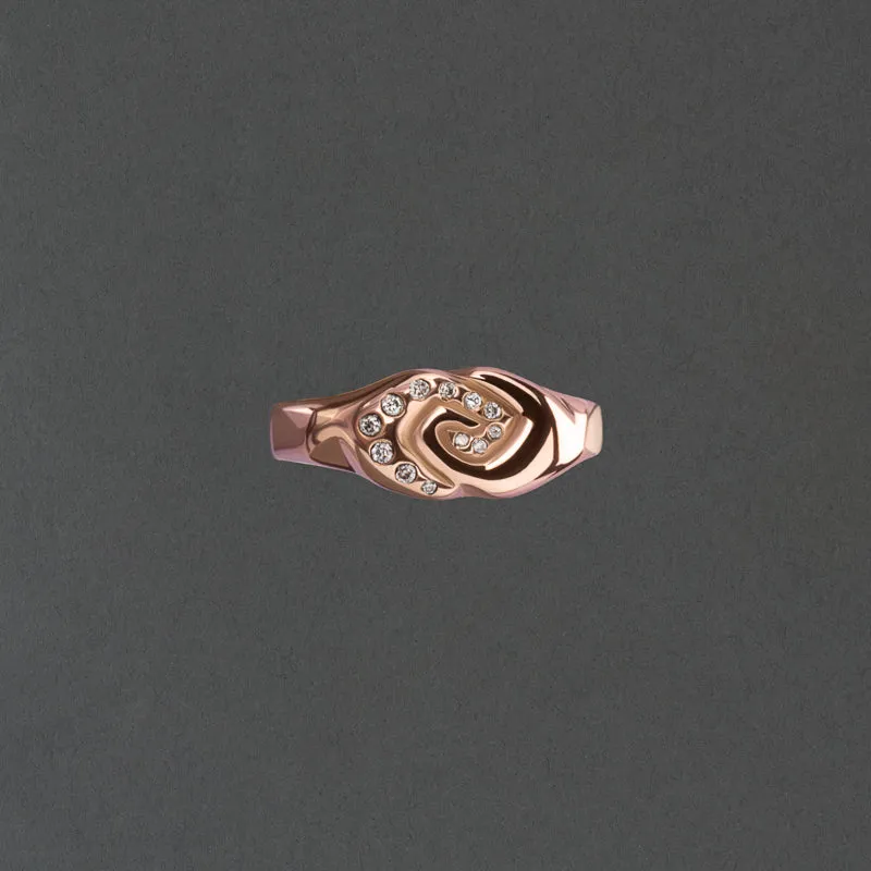 ROSE & DIAMOND SIGNET RING