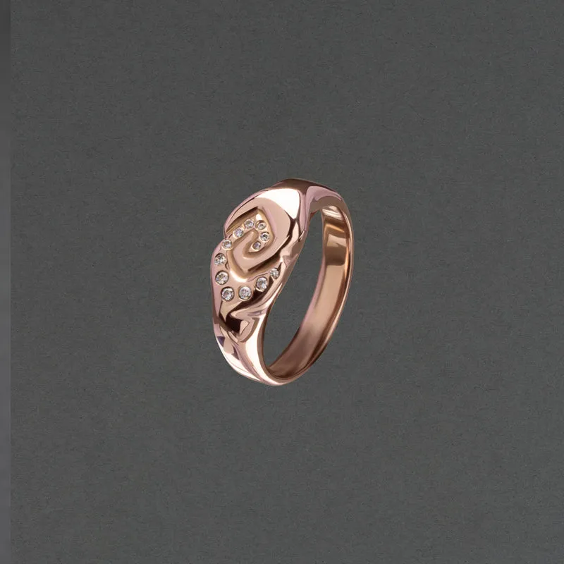 ROSE & DIAMOND SIGNET RING