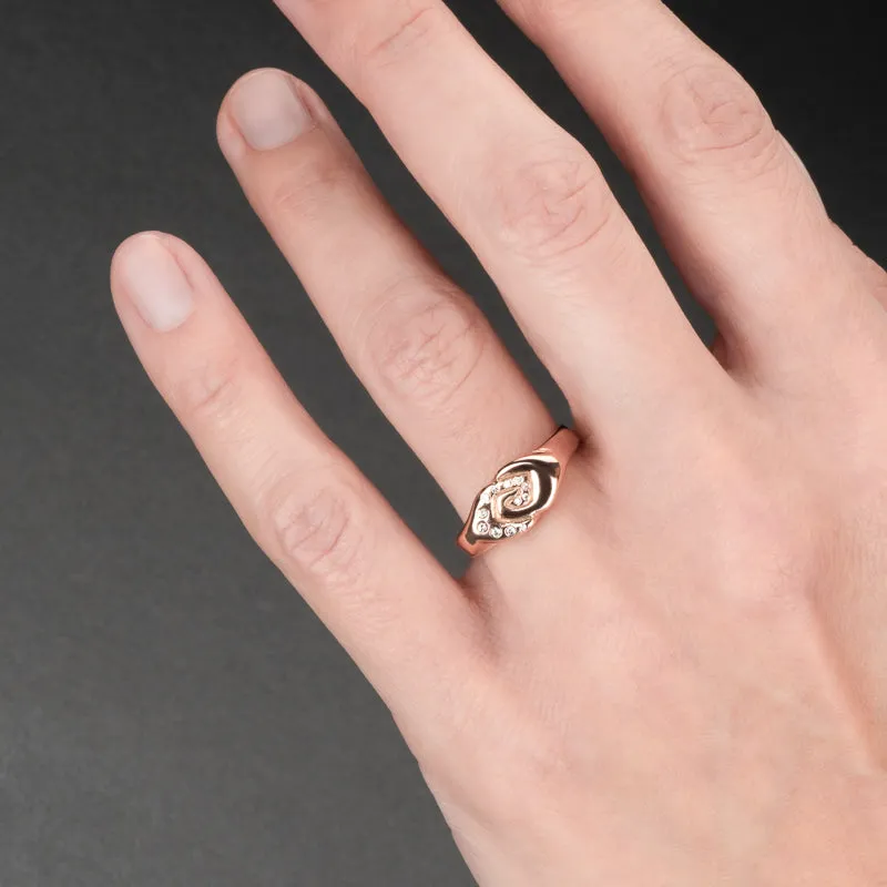 ROSE & DIAMOND SIGNET RING