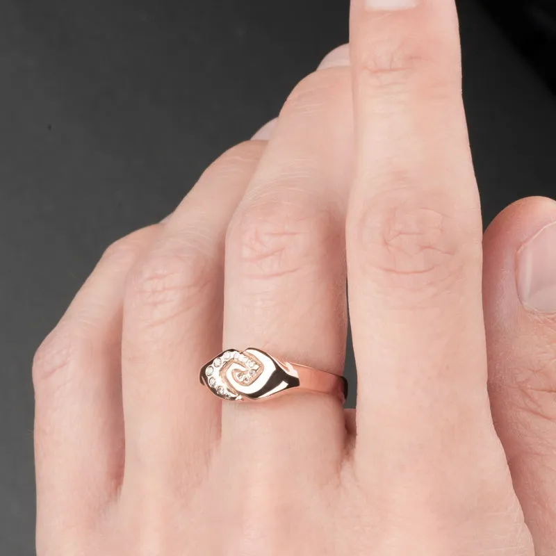 ROSE & DIAMOND SIGNET RING