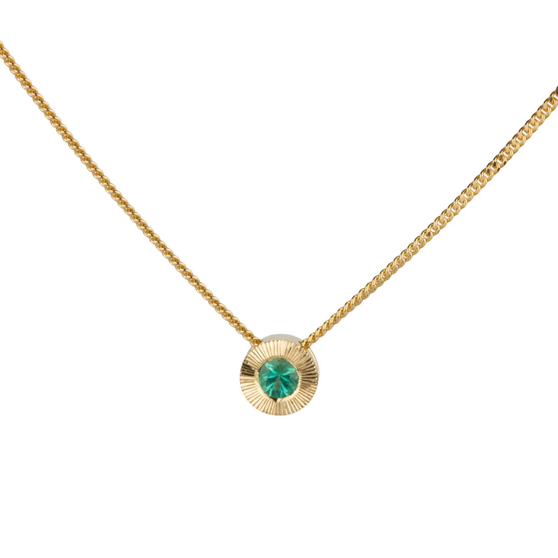 Small Aurora Birthstone Necklace - May - Emerald