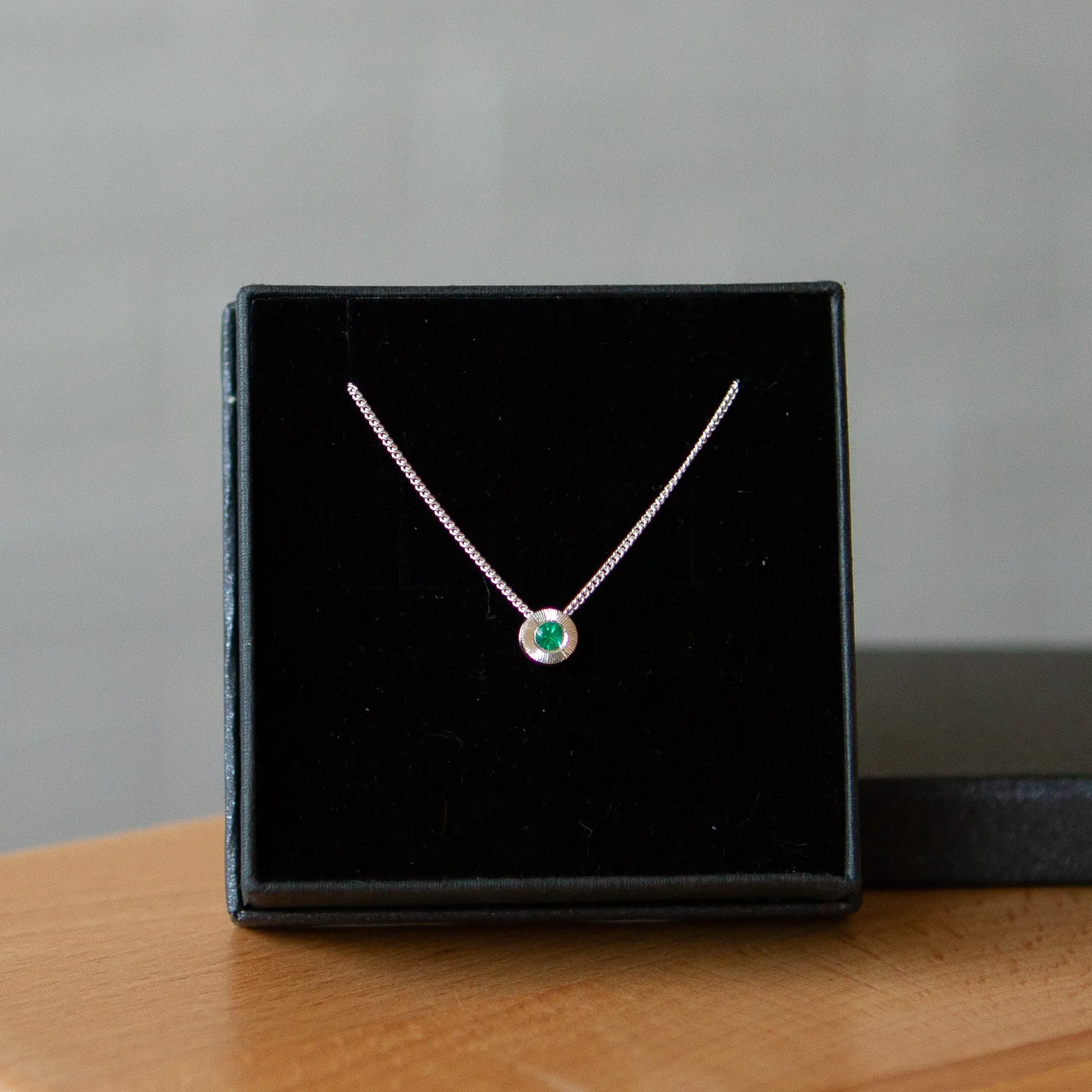 Small Aurora Birthstone Necklace - May - Emerald