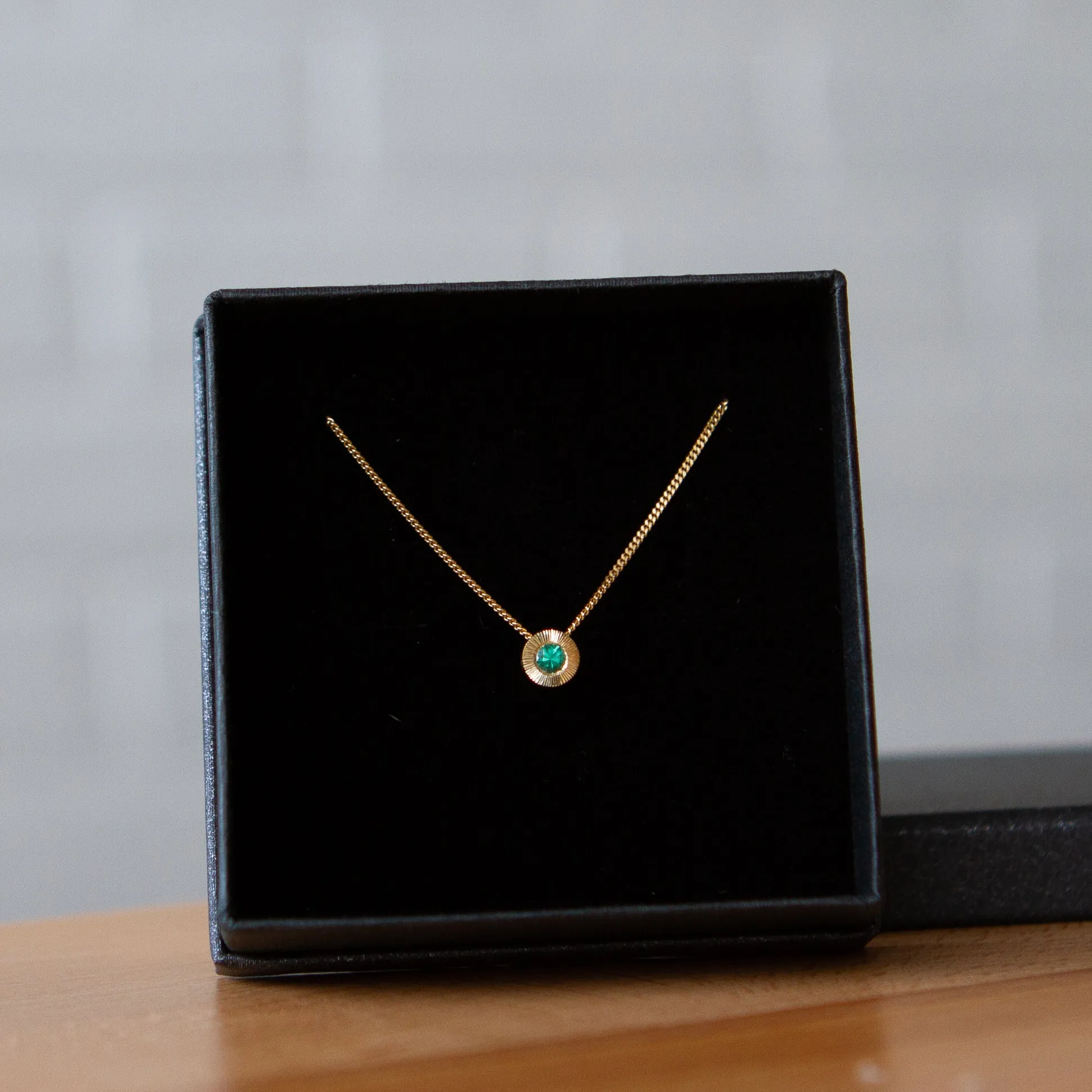 Small Aurora Birthstone Necklace - May - Emerald