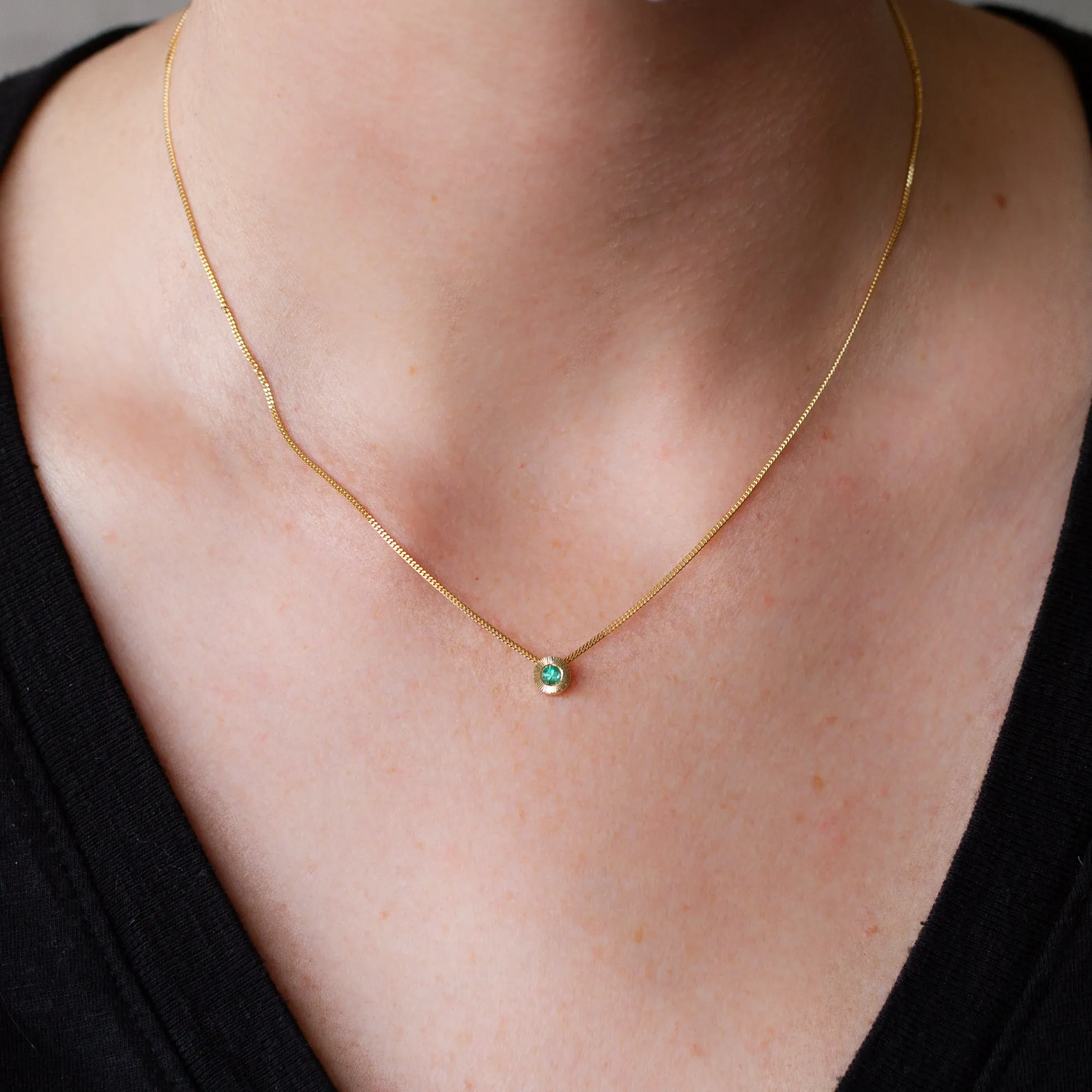 Small Aurora Birthstone Necklace - May - Emerald