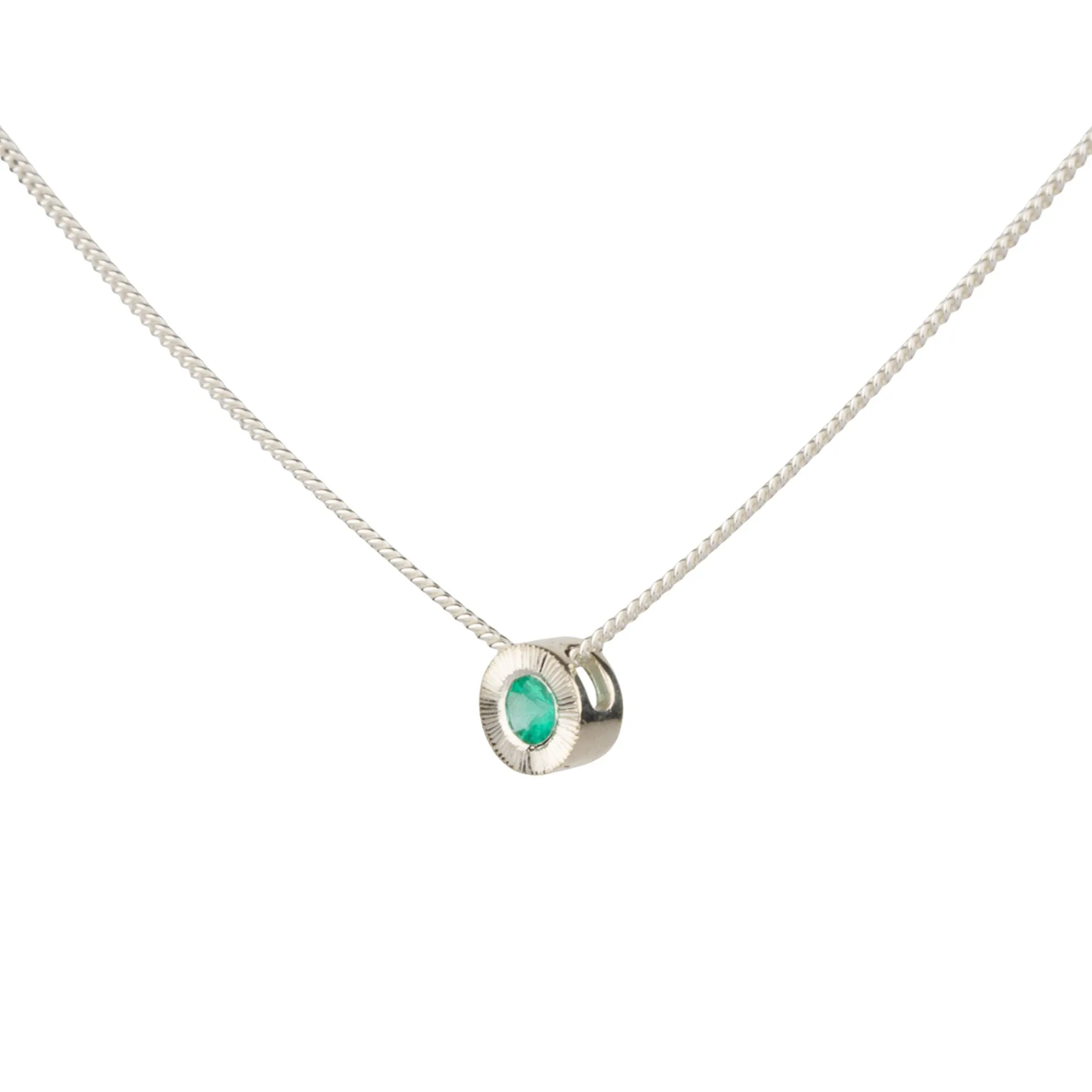 Small Aurora Birthstone Necklace - May - Emerald