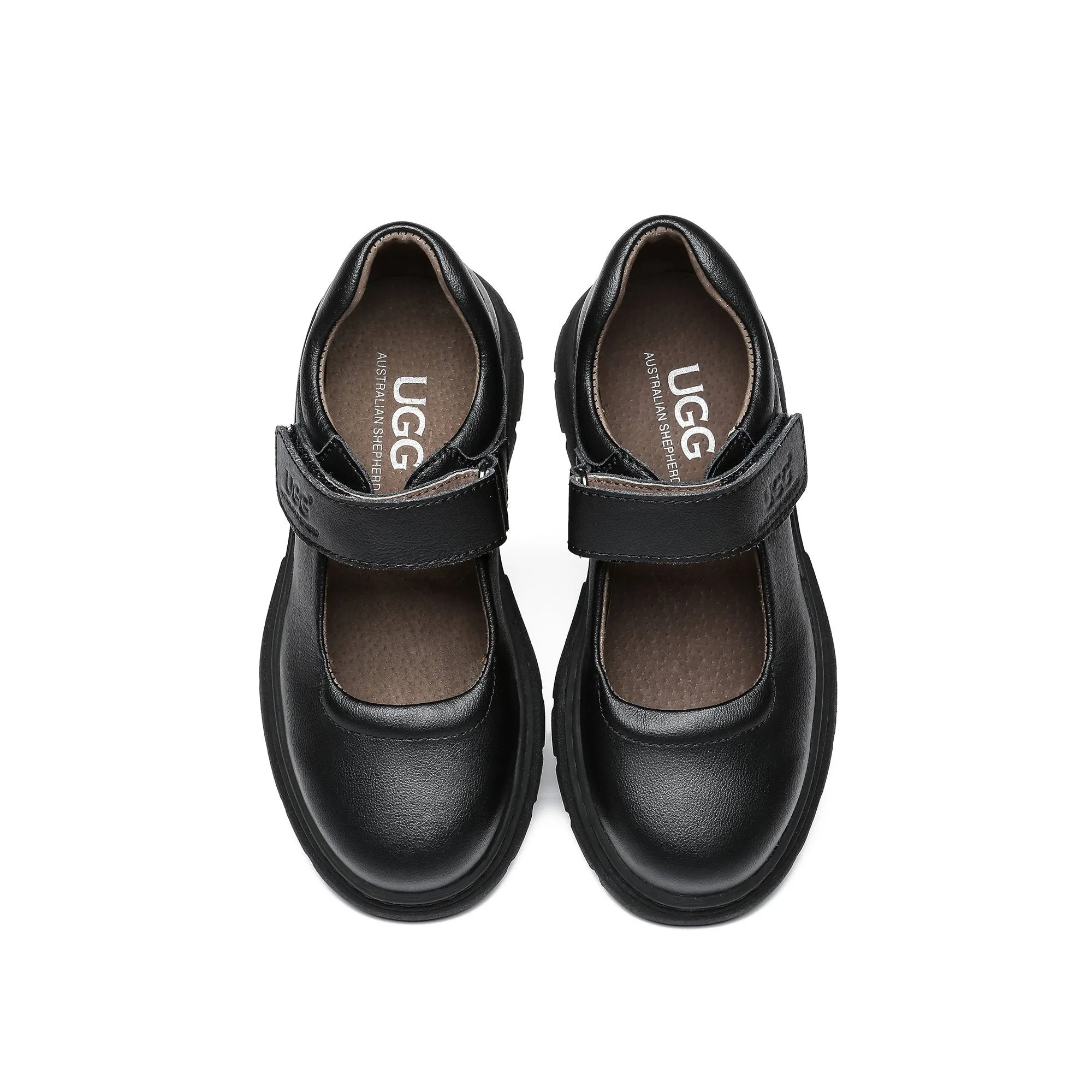 UGG Mary Jane Velcro Strap Leather School Shoes